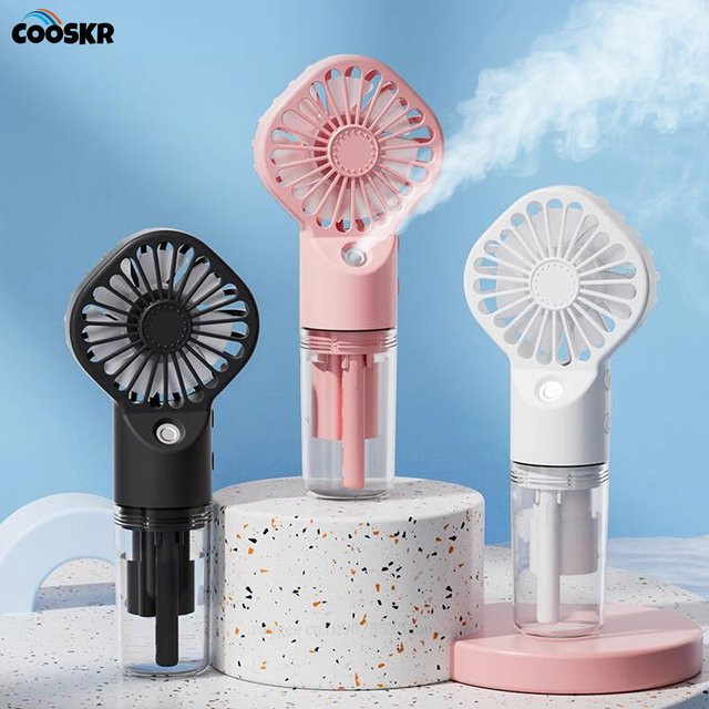 Tragbarer Hand-Sprühventilator von ragee in Pink mit 4 Geschwindigkeiten und USB-Wiederaufladung als Mini-Luftbefeuchter - Bild 1