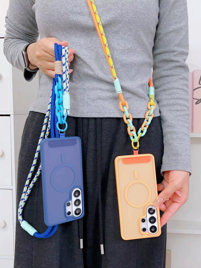 EHUIDE Magnetische Lanyard-Hülle für Samsung Galaxy S26 Ultra S25 FE S24 S23 Plus mit geflochtenem Crossbody-Riemen in Schwarz - Bild 4