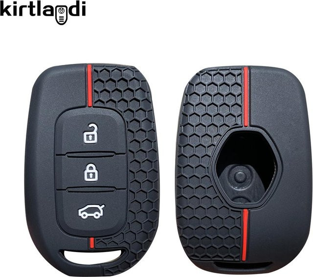 Schlüsselhülle für Renault Twingo, Dacia Duster, Clio, Logan und Stepway in Schwarz aus Silikon für 3-Tasten-Autoschlüssel - Bild 1