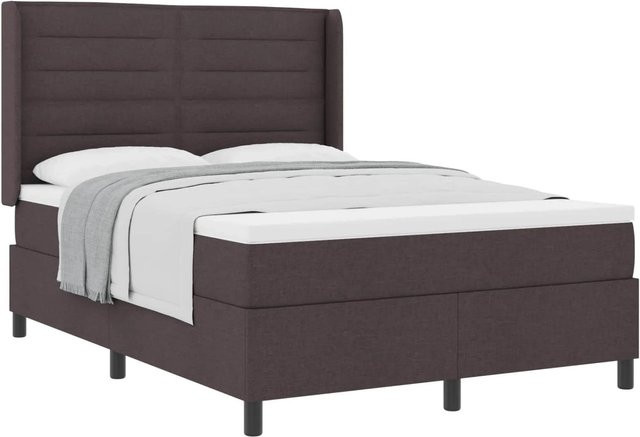 vidaXL Boxspringbett mit Matratze in Braun, Stoff, B/T/H: 140 x 200 cm - Bild 1
