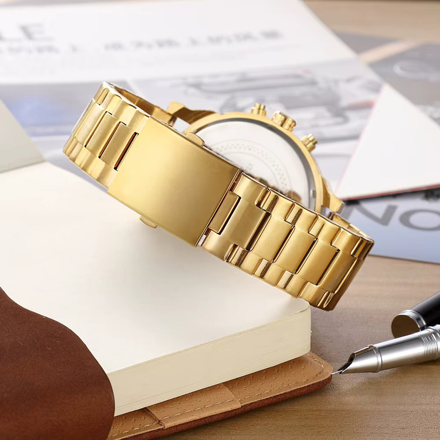 ZBJP Armbanduhr Quarz, Edelstahl, Gold, Schwarz, Herren - Bild 3