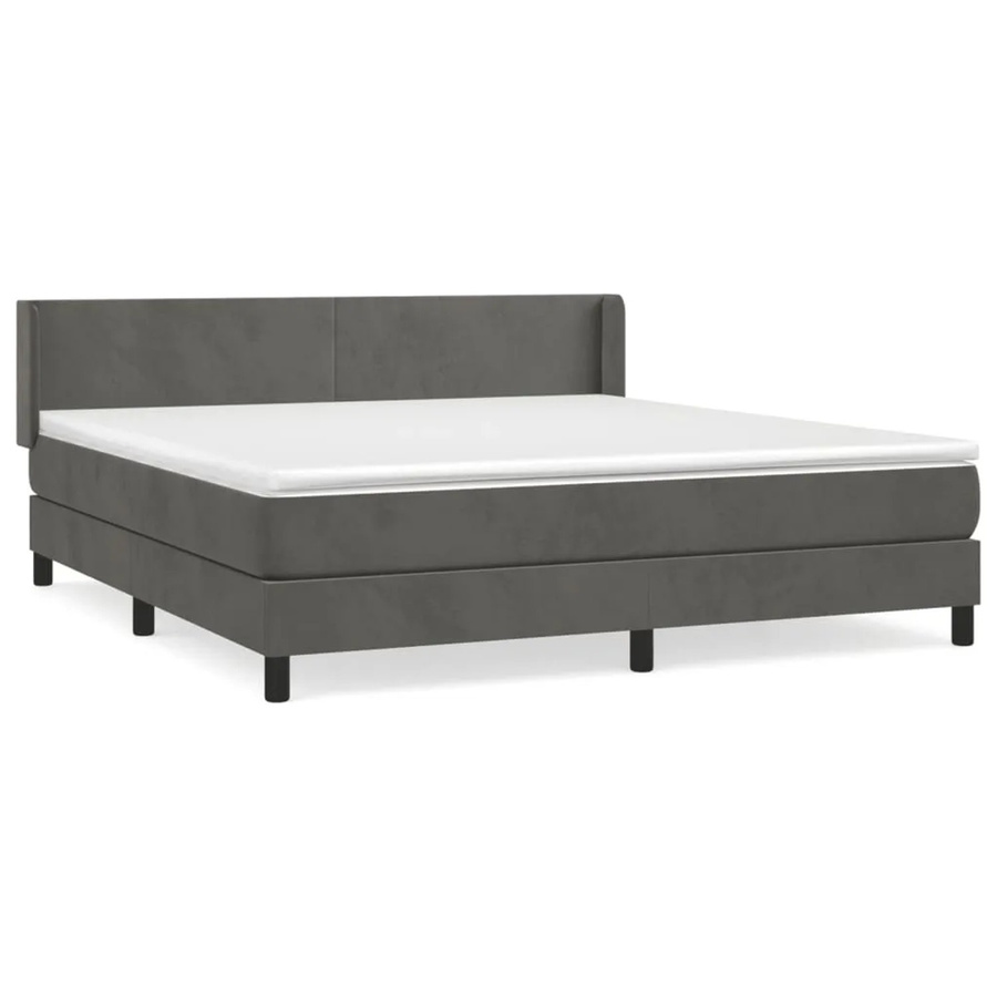 vidaXL Boxspringbett mit Matratze und Kopfteil in Dunkelgrau, Samt, Hybrid-Design mit Taschenfederkern, B/T: 180 x 200 cm - Bild 2