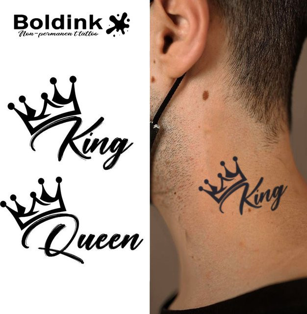 Boldink Temporäres Tattoo König und Königin, semipermanent, wasserfest - Bild 1