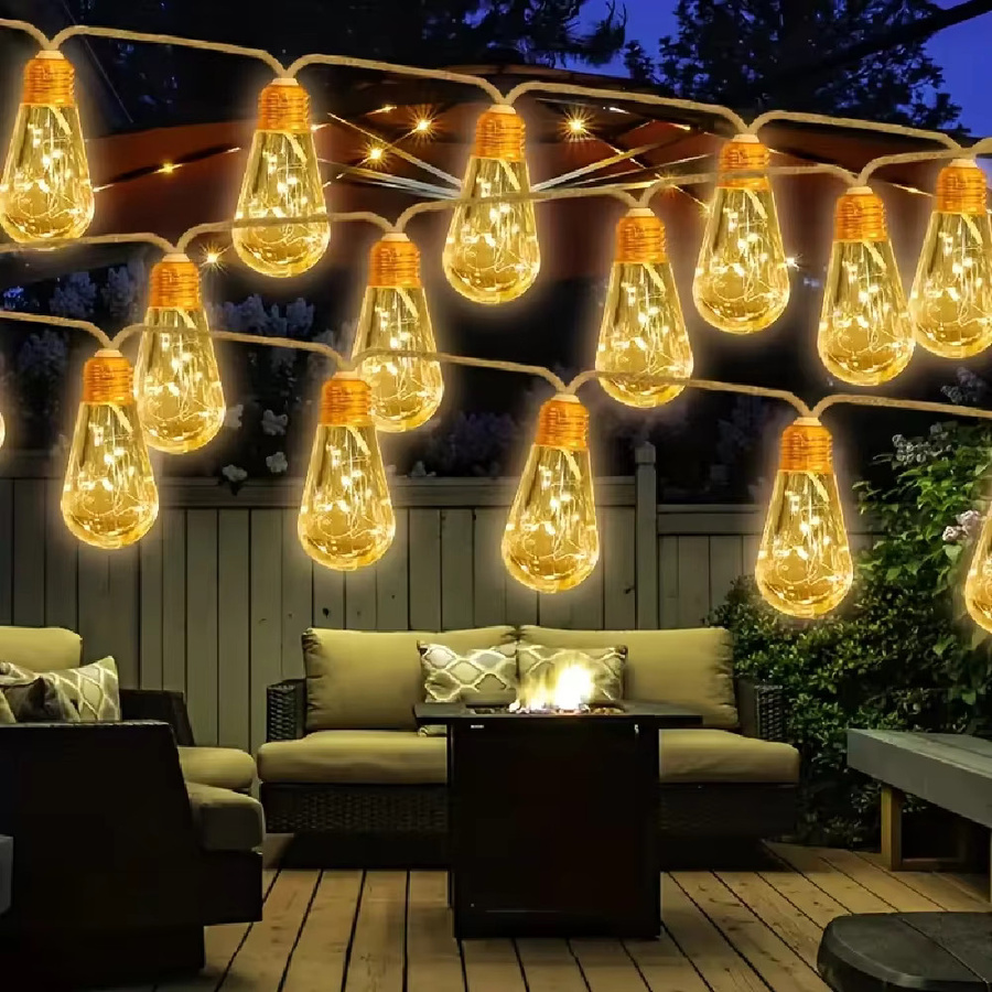 WELPUR Solarbetriebene S14 Außenlichterkette in Warmweiß für Garten und Party - Bild 4