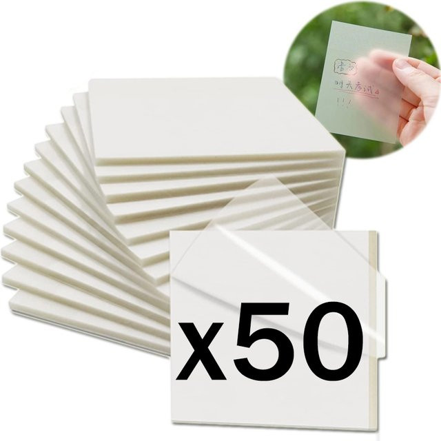 50 Blatt transparente Haftnotizen als kreativer Notizblock für Planer und Schulbedarf - Bild 1