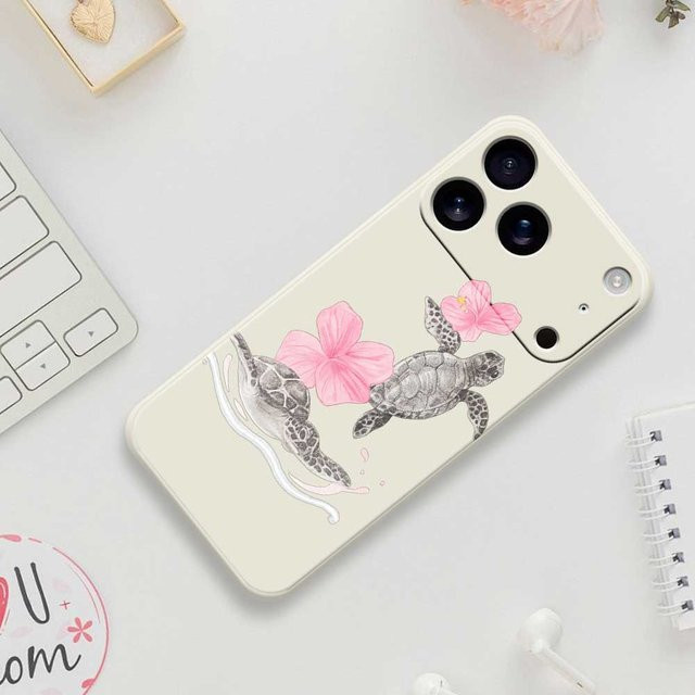Schildkröte Blume Handyhülle aus Silikon Soft Cover für iPhone 11 bis iPhone 17 Pro Max und weitere Modelle - Bild 1