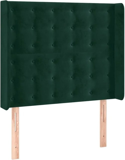 vidaXL Kopfteil mit Ohren in Dunkelgrün aus Samt, B/T/H: 93 x 16 x 128 cm - Bild 1