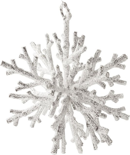 Weißer Weihnachtsanhänger Schneeflocke aus Kunststoff für die Winterdekoration - Bild 1