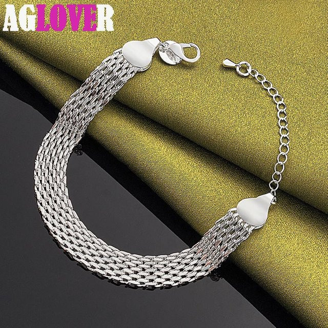 AGLOVER Webarmband, 925 Silber, 10 mm, 20 cm, Damen - Bild 1