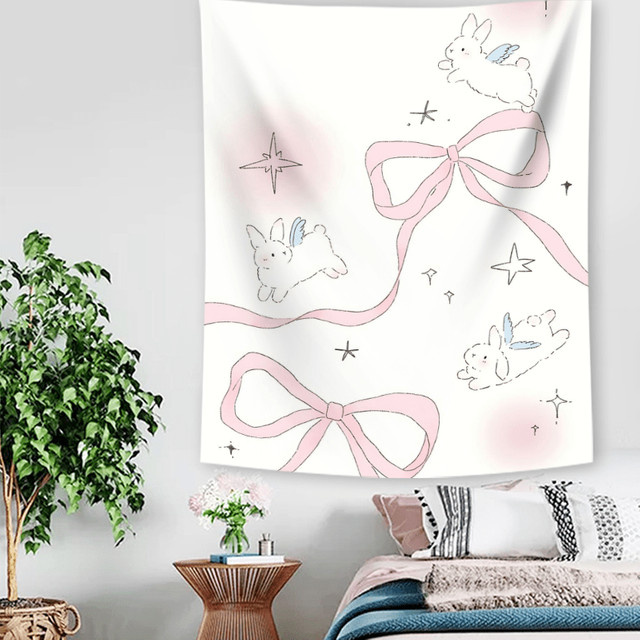 VIKAMA Wandteppich mit Sternen, Mond und Kaninchen im Farbverlauf für das Kinderzimmer, B/H: 75 x 58 cm - Bild 1