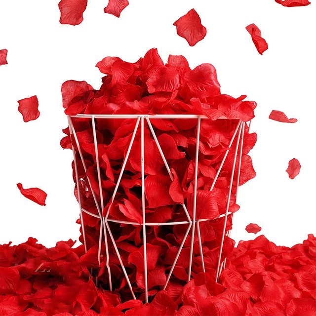 1000 Stück künstliche Rosenblätter aus Seide in Rot für Hochzeiten, Valentinstag und Dekorationen - Bild 1