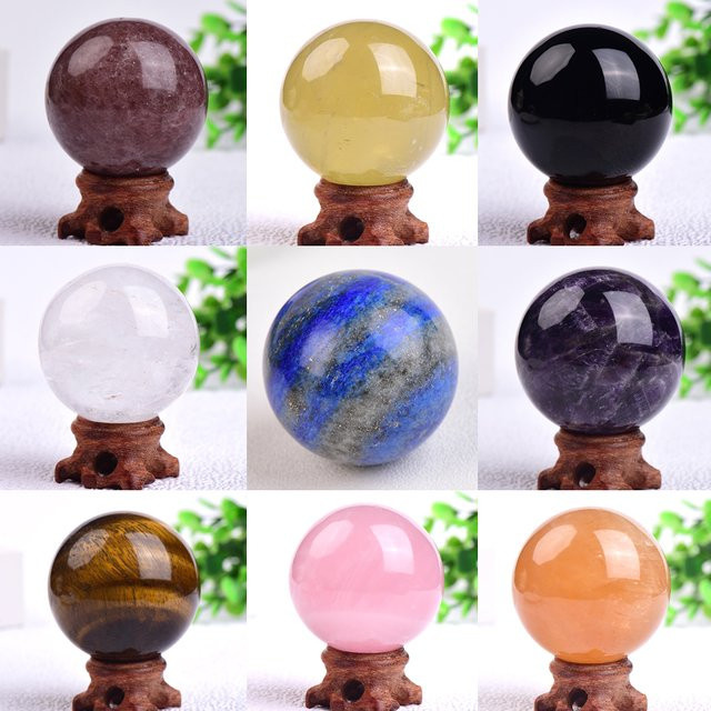 Harmonious Crystalloid Weiße Kristallkugel aus natürlichem Kristall, polierte Massagekugel für Reiki und zur Dekoration, Durchmesser: 25-30 mm - Bild 1