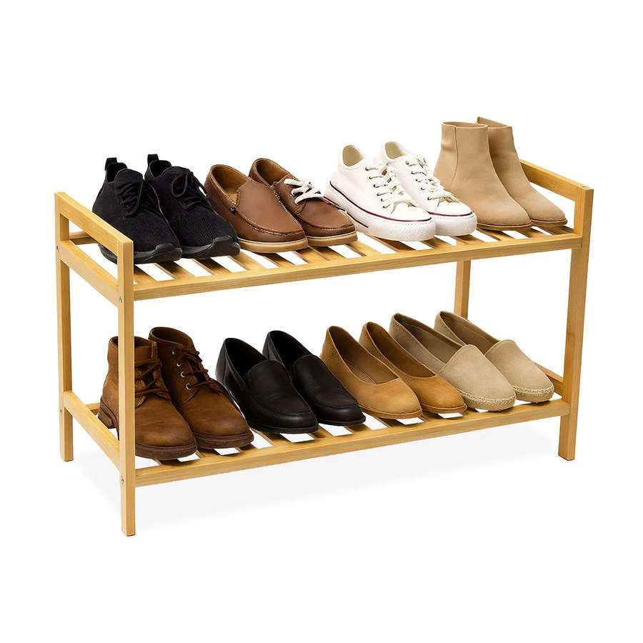 Relaxdays Schuhregal aus Bambus in Natur, stapelbar, B/T/H: 40 x 69 x 27 cm - Bild 2