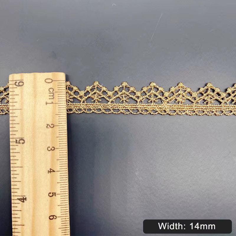 19 Yards Spitzenbesatz Stickerei in Gold und Silber, 14 mm Band für Hochzeitskleider und DIY-Handwerk - Bild 3