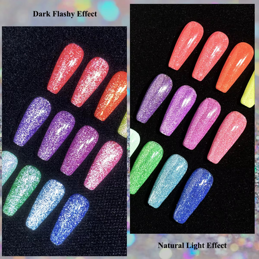 Faandin Glitzer-Diamant-Gel-Nagellack, 10er Set, 7 ml pro Flasche - Bild 2