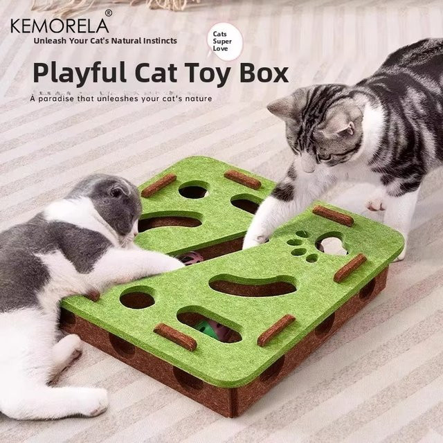 Kemorela Katzen-Puzzle-Spielzeug, Filz-Puzzlebox, mit Ball - Bild 1