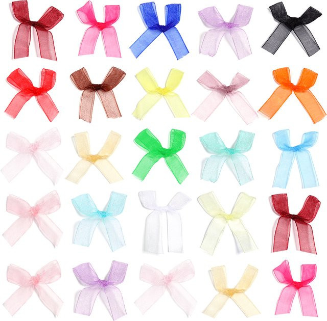 50 Stück Organza Schleifen in Bunt für DIY Dekoration, Hochzeit, Party und Weihnachten, B/H: 5 x 4 cm - Bild 1