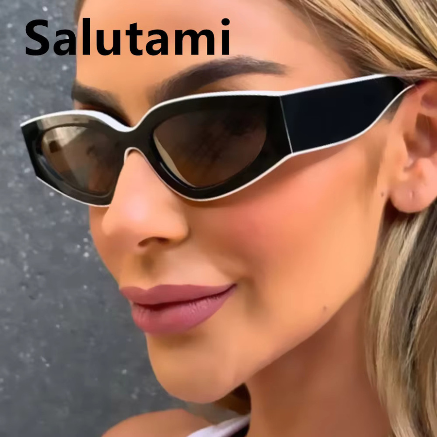 Salutami Sonnenbrille Cat-Eye, Vollrand, Schwarz-Weiß, Kunststoff, Damen - Bild 2