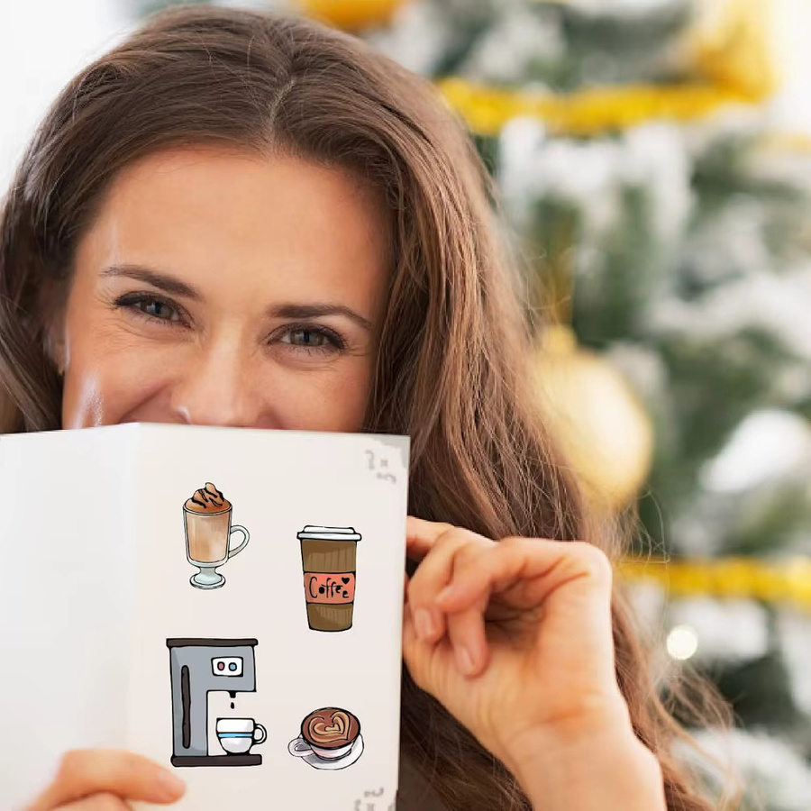 Transparente Silikon-Stempel mit Vintage-Kaffeemaschine und Text für Journaling und Karten - Bild 3