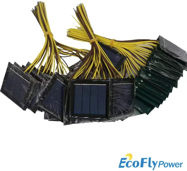 Ecoflypower Mini-Solarpanel mit 1m Kabel in Blau, wählbar zwischen 1W, 2W, 3W oder 4W (5V bis 7V), Mono- oder Polykristallin mit Epoxy-Beschichtung - Bild 1