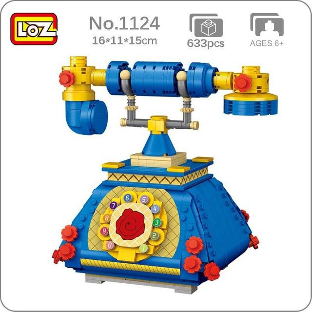 LOZ 1124 Blaues Wählscheibentelefon Blumenmodell Miniblöcke Bauspielzeug ab 7 Jahre - Bild 1