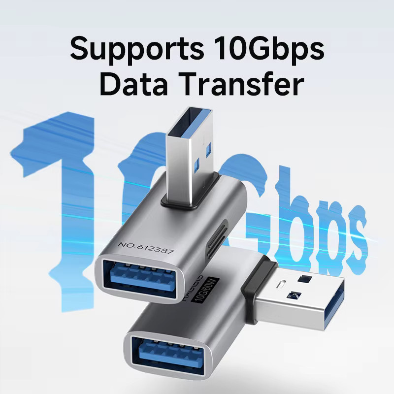 Hagibis USB 3.2 Adapter in Silber: 90-Grad-rechtwinkliger USB-A-Stecker auf Buchse als OTG-Adapter und Kabelverlängerung für Laptop, PC und Ladegeräte - Bild 3