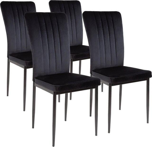 Albatros Esszimmerstühle MODENA 4er Set, Schwarz, Samt-Bezug, Vintage Design, gesteppt - Bild 1