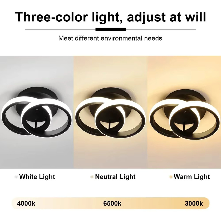 TRAZOS LED Deckenleuchte Modern Ring-Design für Schlafzimmer und Esszimmer in Schwarz und Weiß mit CCT Farbtemperatur-Einstellung - Bild 1