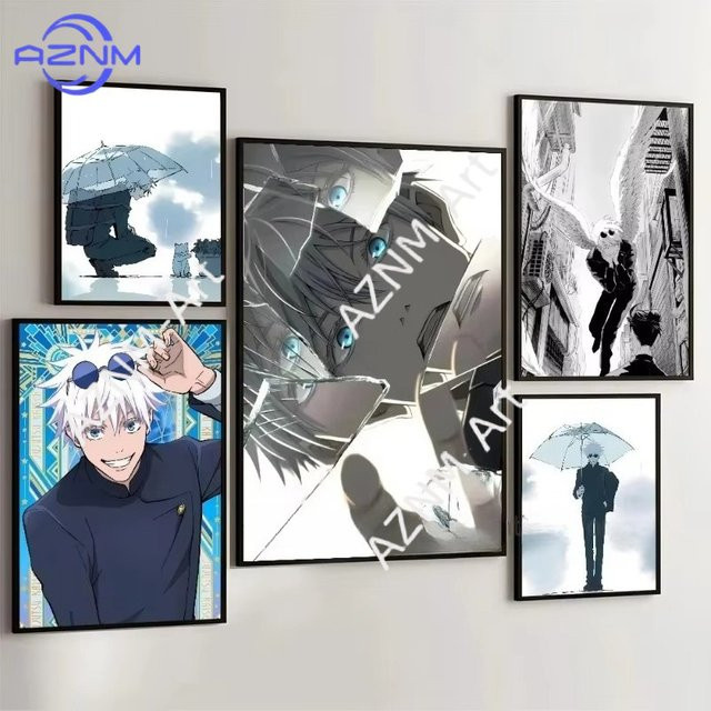 KAYOU Jujutsu Kaisen Gojo Satoru Leinwandposter im Retro-Stil als Wandbild für dein Zimmer - Bild 1