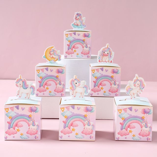 Einhorn 3D Papier Candy Boxen als Geschenkverpackung für Kindergeburtstage, Hochzeiten oder Babypartys in Mehrfarbig - Bild 1