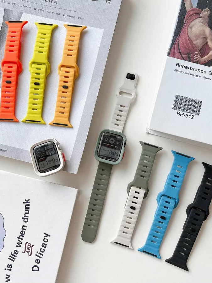 CAOWTAN Silikonhülle und Armband Set für Apple Watch Ultra, Serie 11, 10, 9, 8, 7 und iWatch Modelle - Bild 3