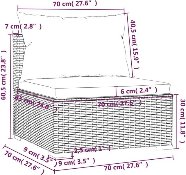 vidaXL 4-tlg Garten-Lounge-Set aus braunem Poly-Rattan mit Kissen und pulverbeschichtetem Stahlgestell - Bild 1