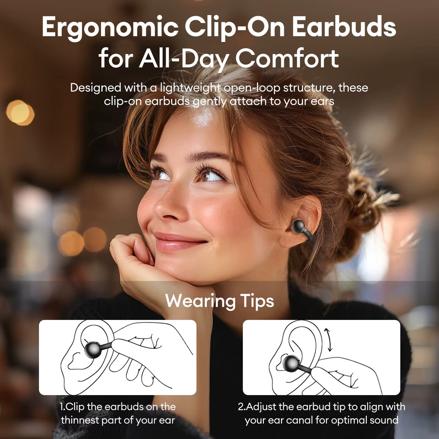 Lenovo RS119 Pro Open-Ear Wireless-Kopfhörer mit Bluetooth 6.0 und LED-Digitalanzeige in Schwarz oder Violett - Bild 3