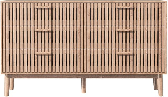 PXloue Schubladenschrank Kommode aus Holz mit Rattan-Design für Wohnzimmer und Eingangsbereich, Farbe: Braun, B/T/H: 100 x 34 x 73 cm - Bild 1