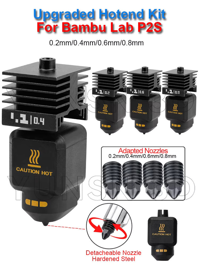 Bambu Lab Hotend-Kit für P2S 3D-Drucker mit abnehmbarer Düse in Schwarz (0,2/0,4/0,6/0,8 mm) - Bild 7