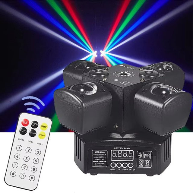 GVT 4-Arm Mini Moving Head Bühneneffektlicht mit LED RGBW Beam, Laser und Strobe, Schwarz - Bild 1