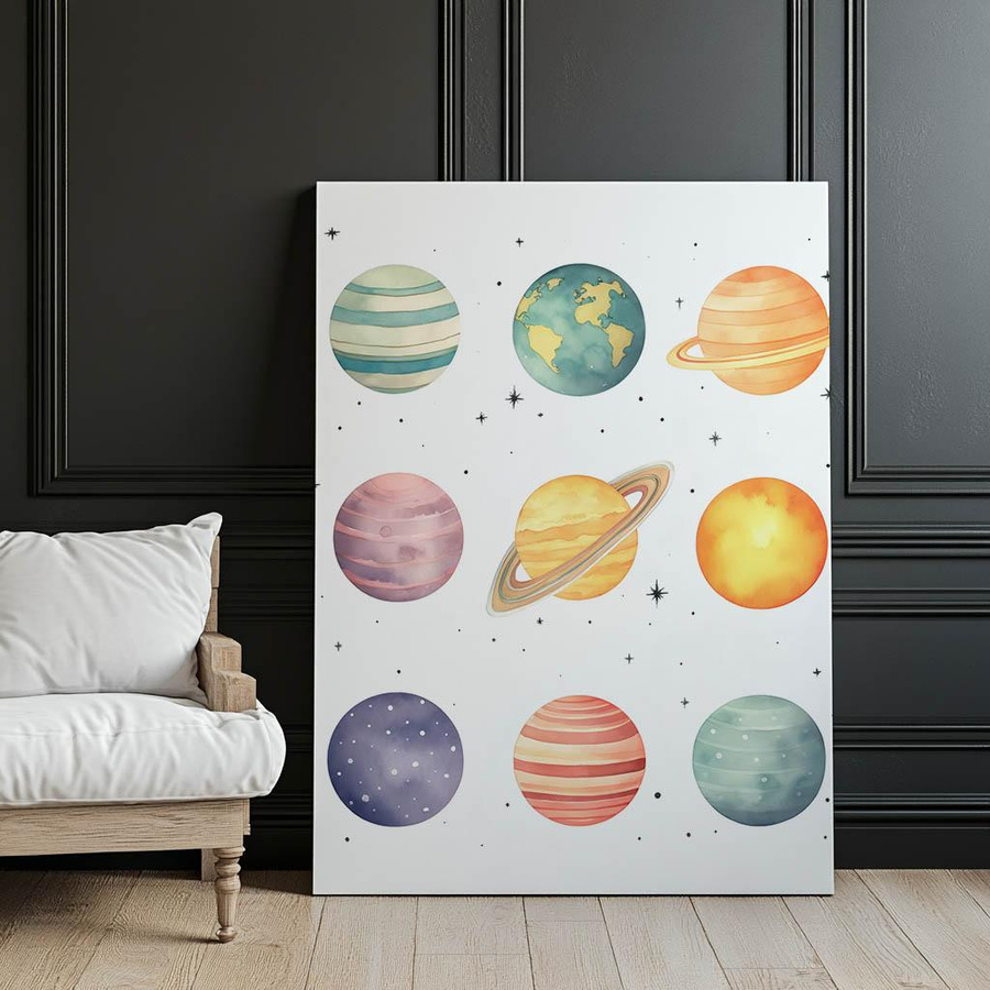 Poster Kleiner Astronom Sternenentdeckungen von iKable, Rahmen Holz Helle Eiche, B: 50 cm, H: 70 cm - Bild 3