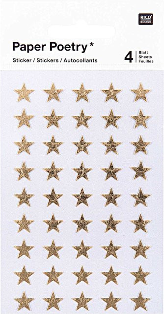 Rico Design Paper Poetry Sticker Sterne in Gold, 10 mm, 4 Bogen - Bild 1