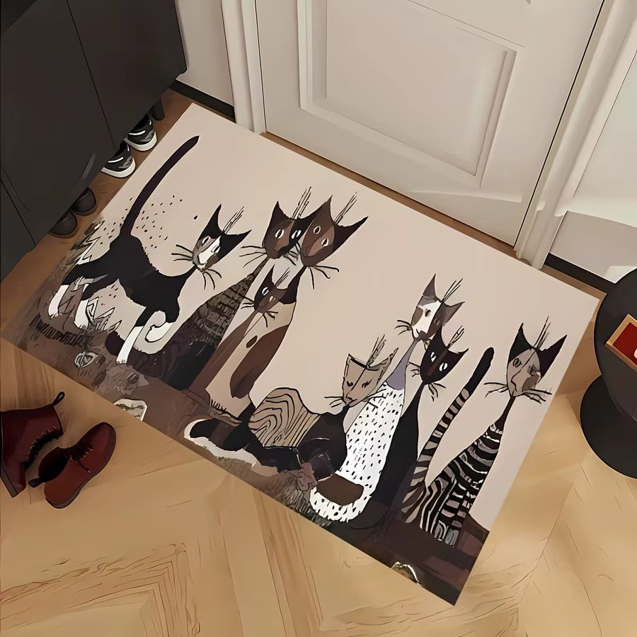 VIKAMA Cartoon Seltsame Katze Teppich Waschbare Wasserdichte Fußmatte für Küche, Schlafzimmer und Wohnzimmer - Bild 4