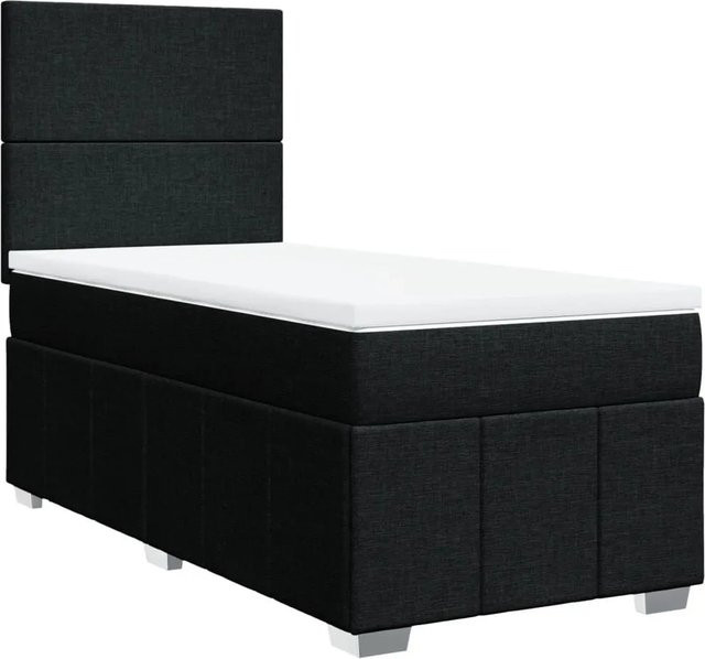 vidaXL Boxspringbett mit Matratze Schwarz, Hybrid-Bett mit Taschenfederkern aus Stoff, B/T/H: 90 x 190 cm - Bild 1
