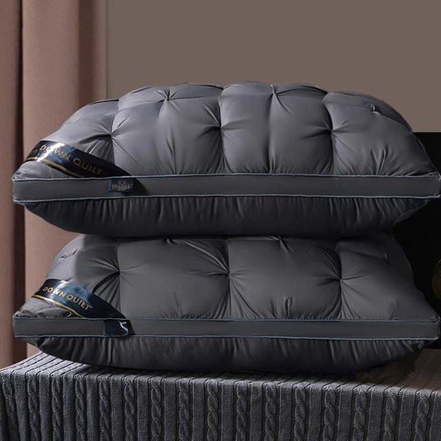 Hilton Nackenstützkissen mit Twist-Muster aus Federseide, Medium, Dunkelgrau, 900g - Bild 1