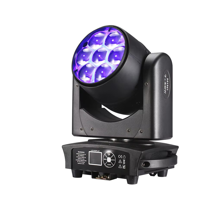 Carinamoba Bee Eye Zoom Moving Head 7x40W RGBW 4in1 LED Bühnenlicht für DJ, Disco und Nachtclub in Schwarz - Bild 3