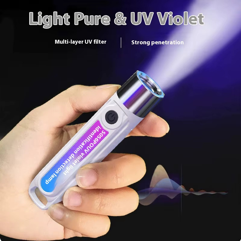 ESMARTER UV-Taschenlampe 365/395 nm in Violett, wiederaufladbare Mini-UV-Lampe für Inspektionen und Markierungen - Bild 2