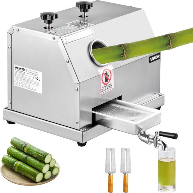 SucceBuy Hochleistungs-Zuckerrohr-Entsafter mit 3 Edelstahlwalzen und 2,4 Zoll Eingang, Silber - Bild 1
