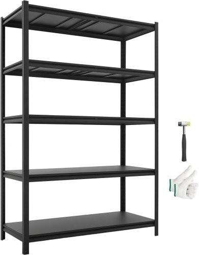 VEVOR Schwerlastregal aus Metall, 5-stufig und verstellbar, Schwarz, B/T/H: 123,0 x 52,2 x 181,3 cm - Bild 1