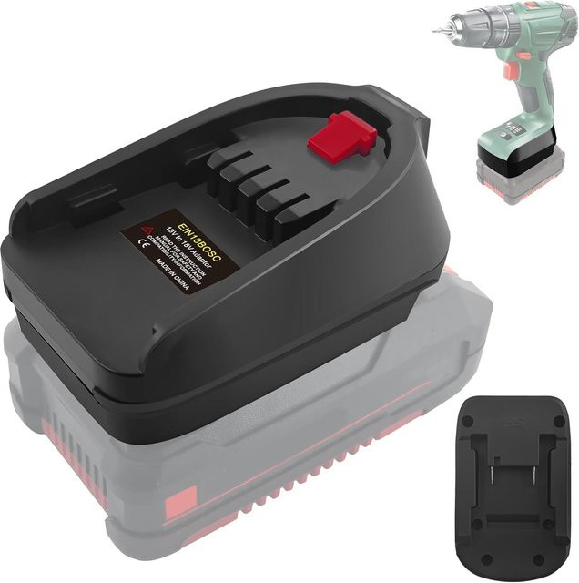 Batterieadapter XMSJ für Einhell 18V Li-Ionen-Akkus, Konverter für Bosch 18V PBA Akkus zur Nutzung mit Elektrowerkzeugen und Bohrmaschinen, Farbe: Schwarz - Bild 1