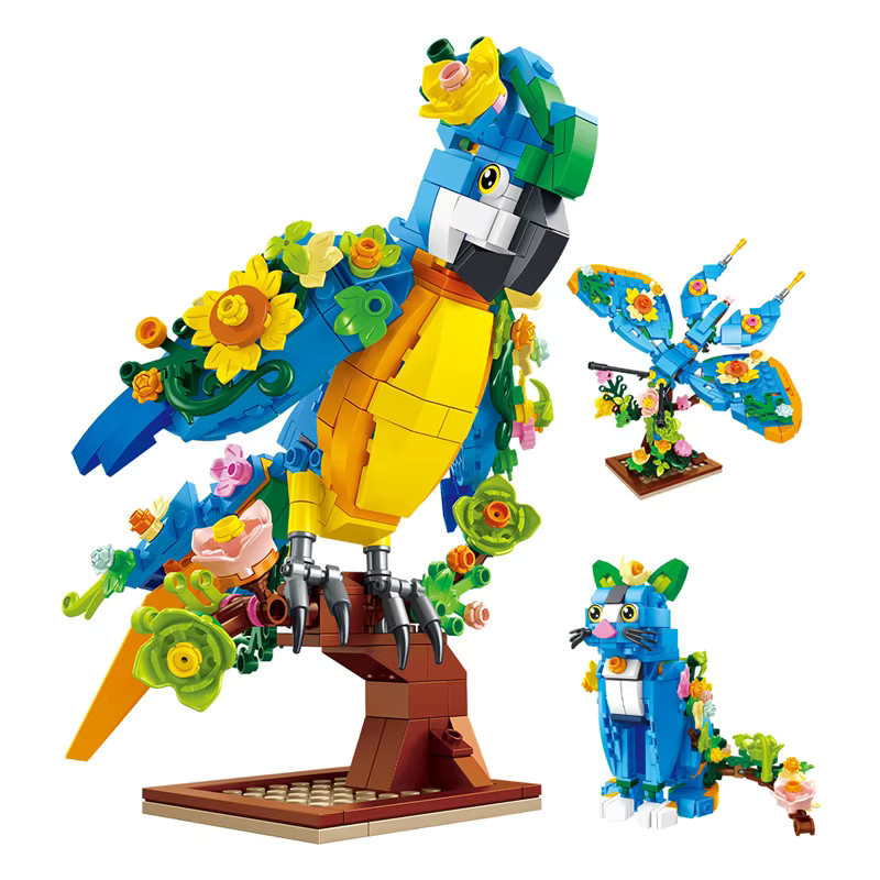 BEAST KINGDOM 3-in-1 Papageien-Bauspielzeug-Set, Tiere - Bild 4
