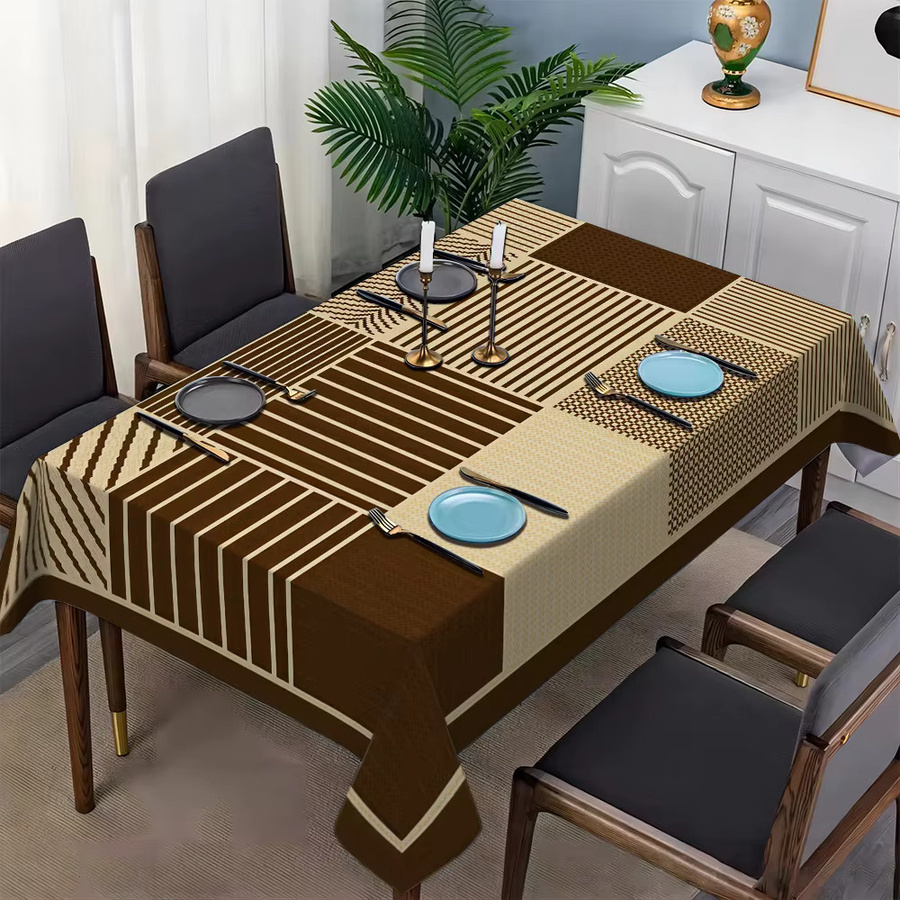 VIKAMA Tischdecke in Braun mit nordischem minimalistischem Grafikdesign für Esszimmer und Couchtisch - Bild 3