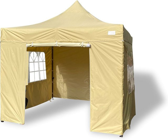 GRASEKAMP Faltpavillon Premium Line Beige mit Seitenteilen, B/T: 300 x 300 cm - Bild 1