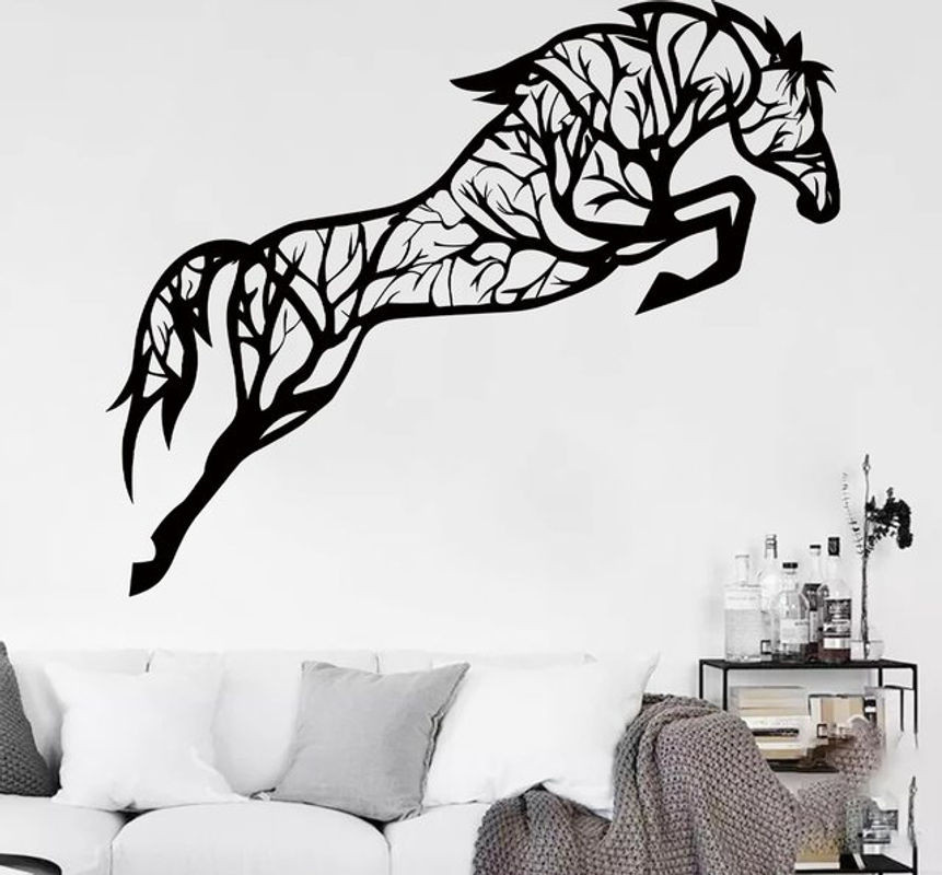 BRUP Wandaufkleber Pferde-Silhouette in Schwarz für modernes Wohnzimmer und Schlafzimmer - Bild 1
